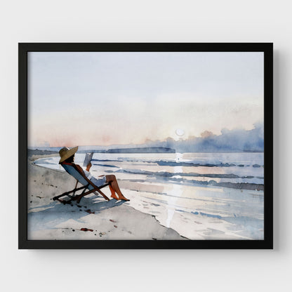 Beach Read at Sunset Print
