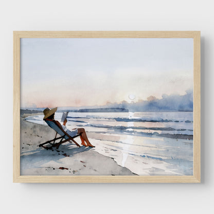 Beach Read at Sunset Print