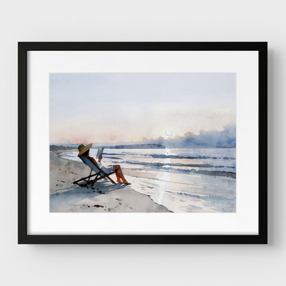 Beach Read at Sunset Print