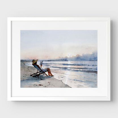 Beach Read at Sunset Print