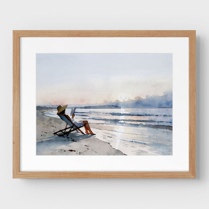 Beach Read at Sunset Print