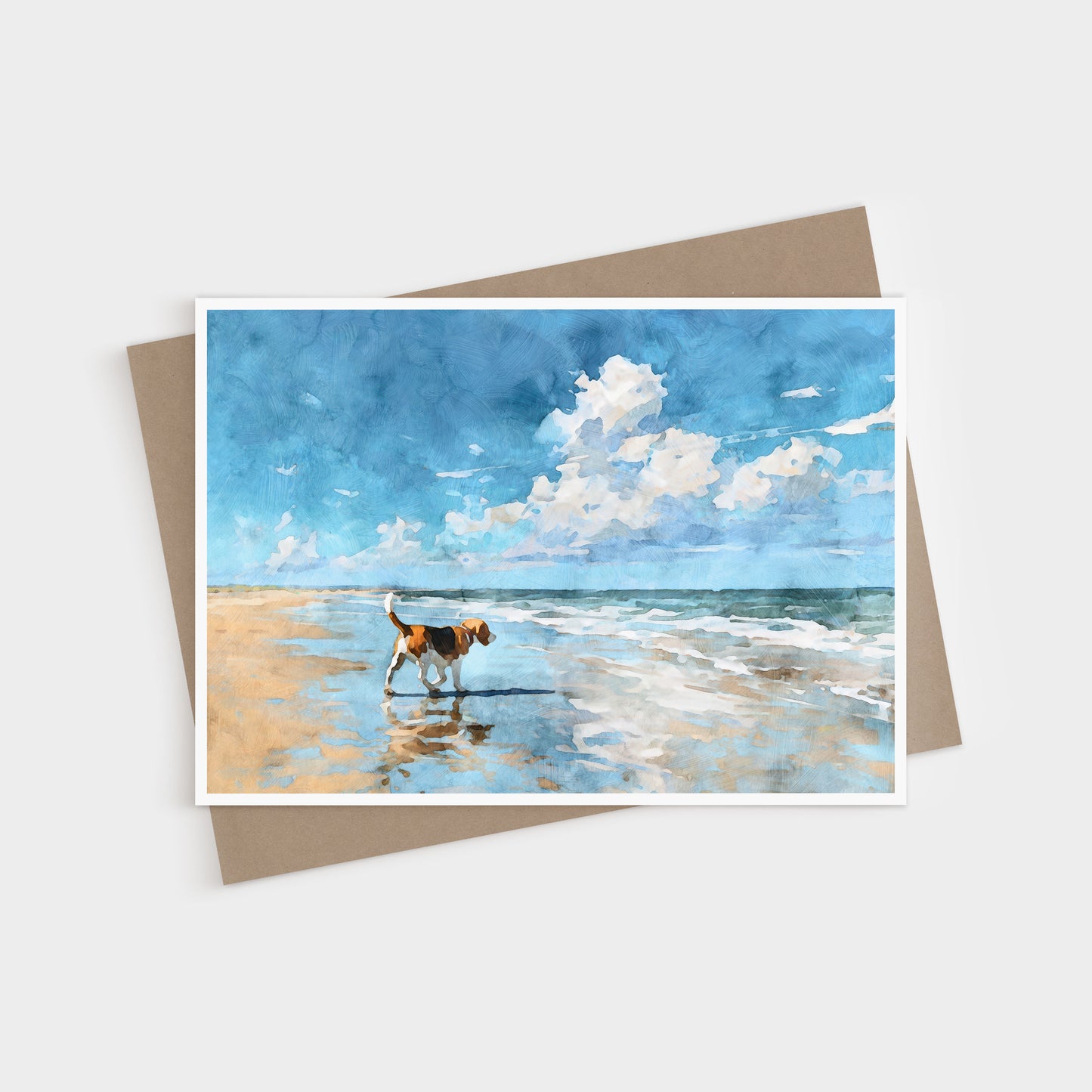 Beagle on a Beach Horizontal Note Card