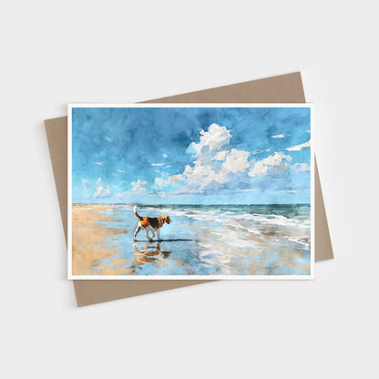 Beagle on a Beach Horizontal Note Card