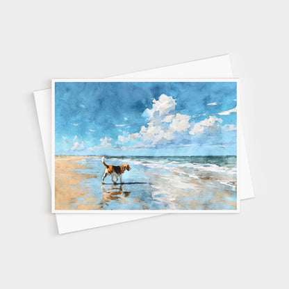 Beagle on a Beach Horizontal Note Card
