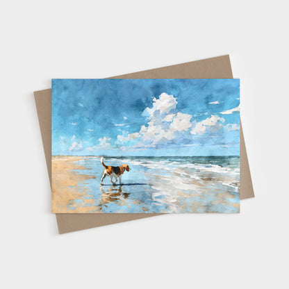 Beagle on a Beach Horizontal Note Card