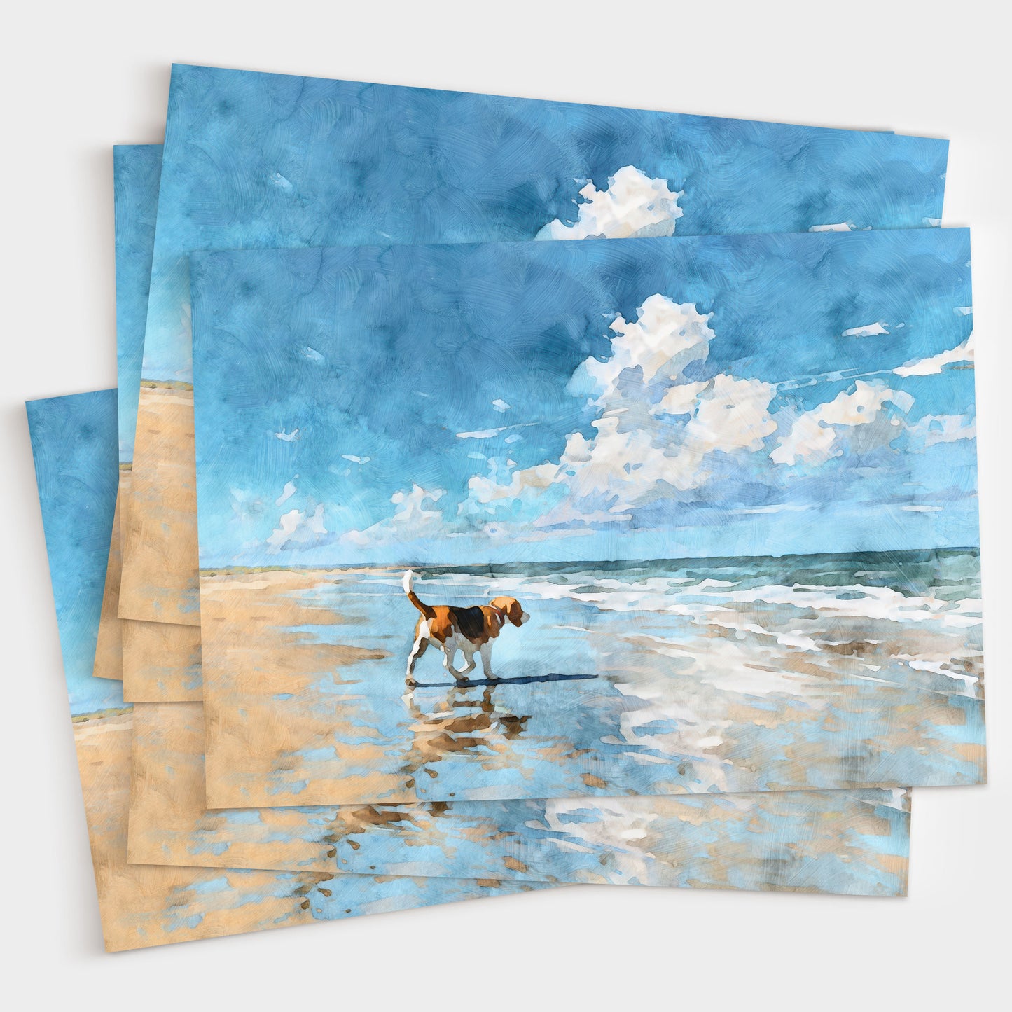 Beagle on a Beach Horizontal Note Card