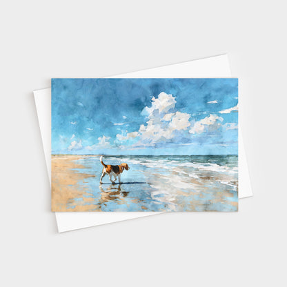 Beagle on a Beach Horizontal Note Card