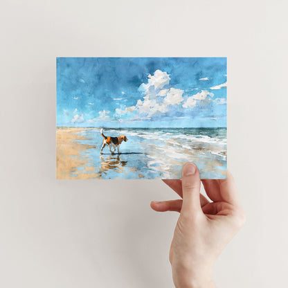 Beagle on a Beach Horizontal Note Card
