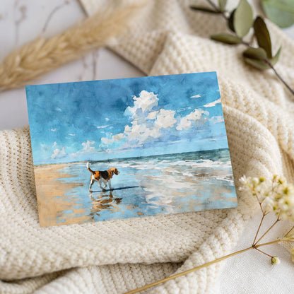 Beagle on a Beach Horizontal Note Card
