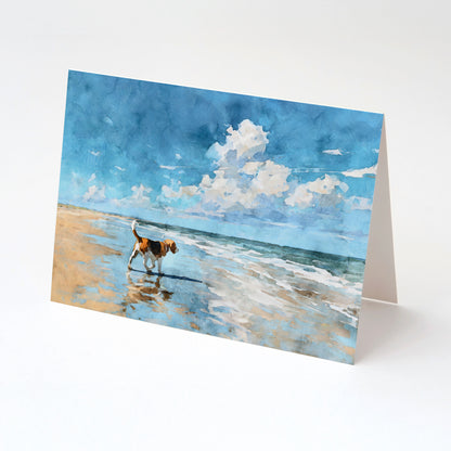 Beagle on a Beach Horizontal Note Card