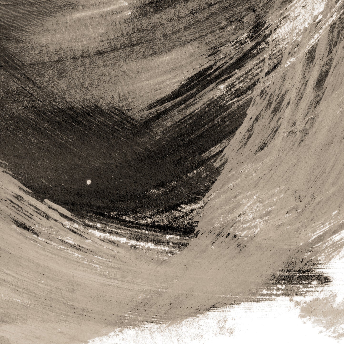 Curved Brushstroke Painting Black and Tan Abstract Print