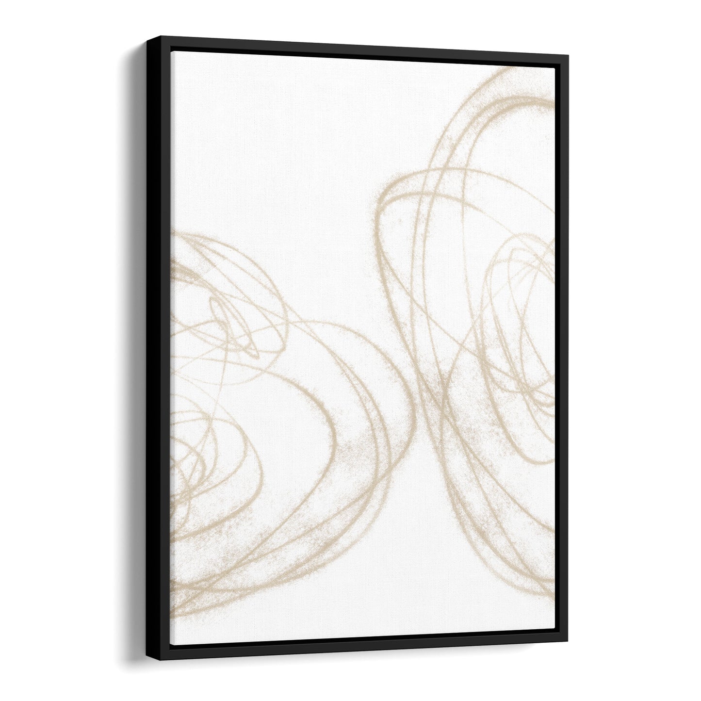 Beige Geometric Curves Abstract Line Drawing Print