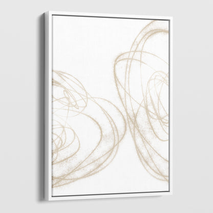 Beige Geometric Curves Abstract Line Drawing Print