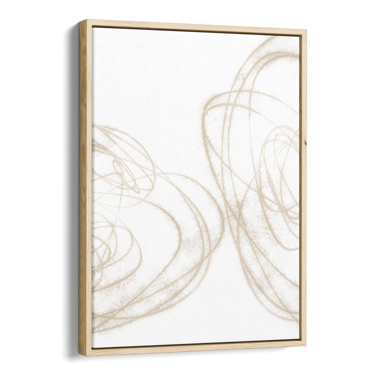 Beige Geometric Curves Abstract Line Drawing Print