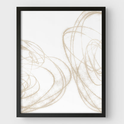 Beige Geometric Curves Abstract Line Drawing Print