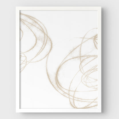 Beige Curves Minimalist Abstract Geometric Line Drawing Print