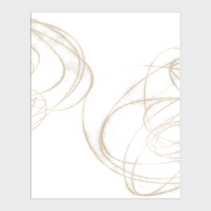 Beige Curves Minimalist Abstract Geometric Line Drawing Print