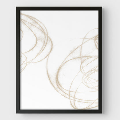 Beige Curves Minimalist Abstract Geometric Line Drawing Print