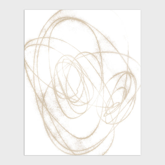 Beige Orbital Geometric Abstract Line Drawing Print