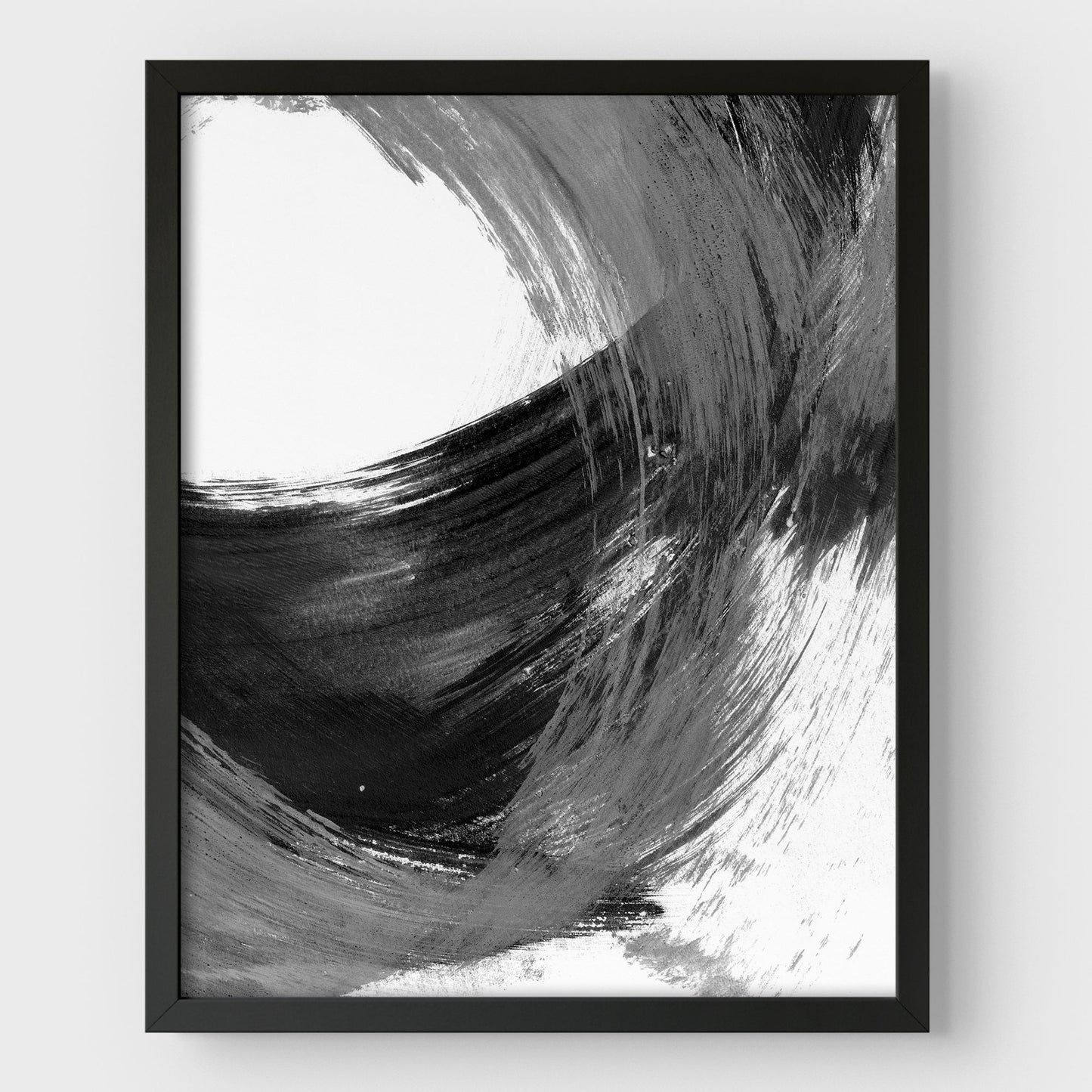 Black and Grey Curved Brushstrokes II Print