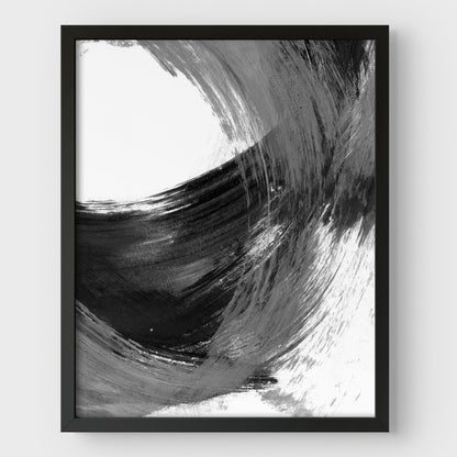 Black and Grey Curved Brushstrokes II Print