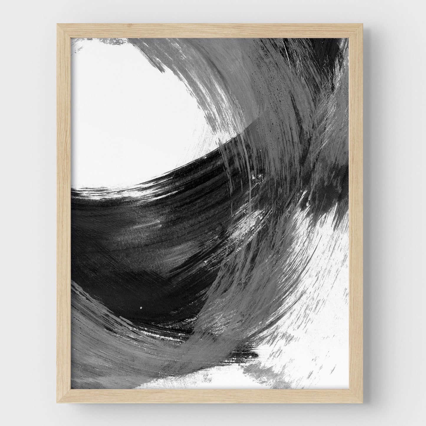 Black and Grey Curved Brushstrokes II Print