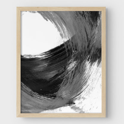 Black and Grey Curved Brushstrokes II Print