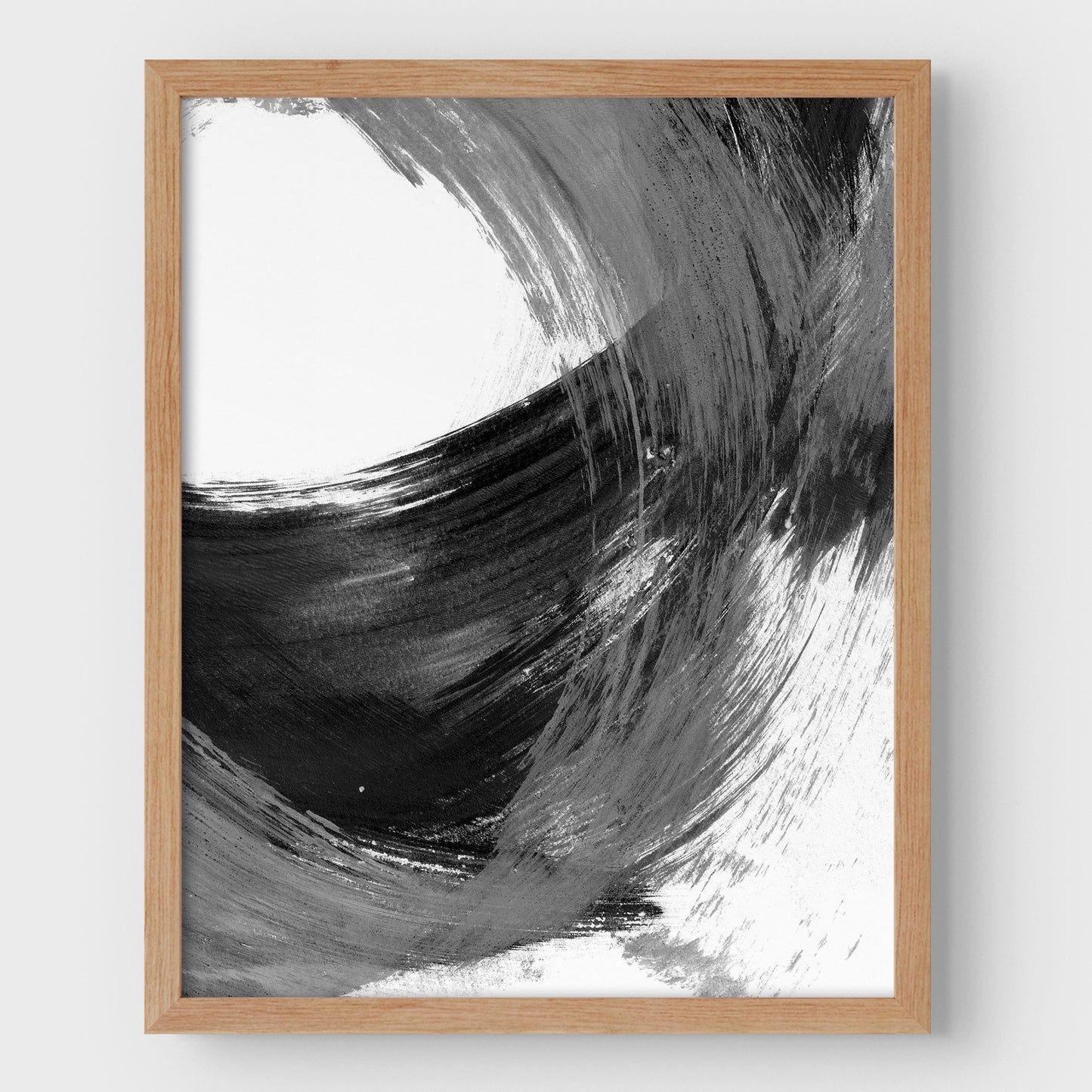 Black and Grey Curved Brushstrokes II Print