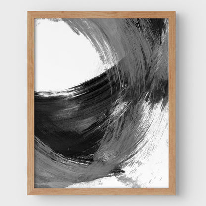 Black and Grey Curved Brushstrokes II Print