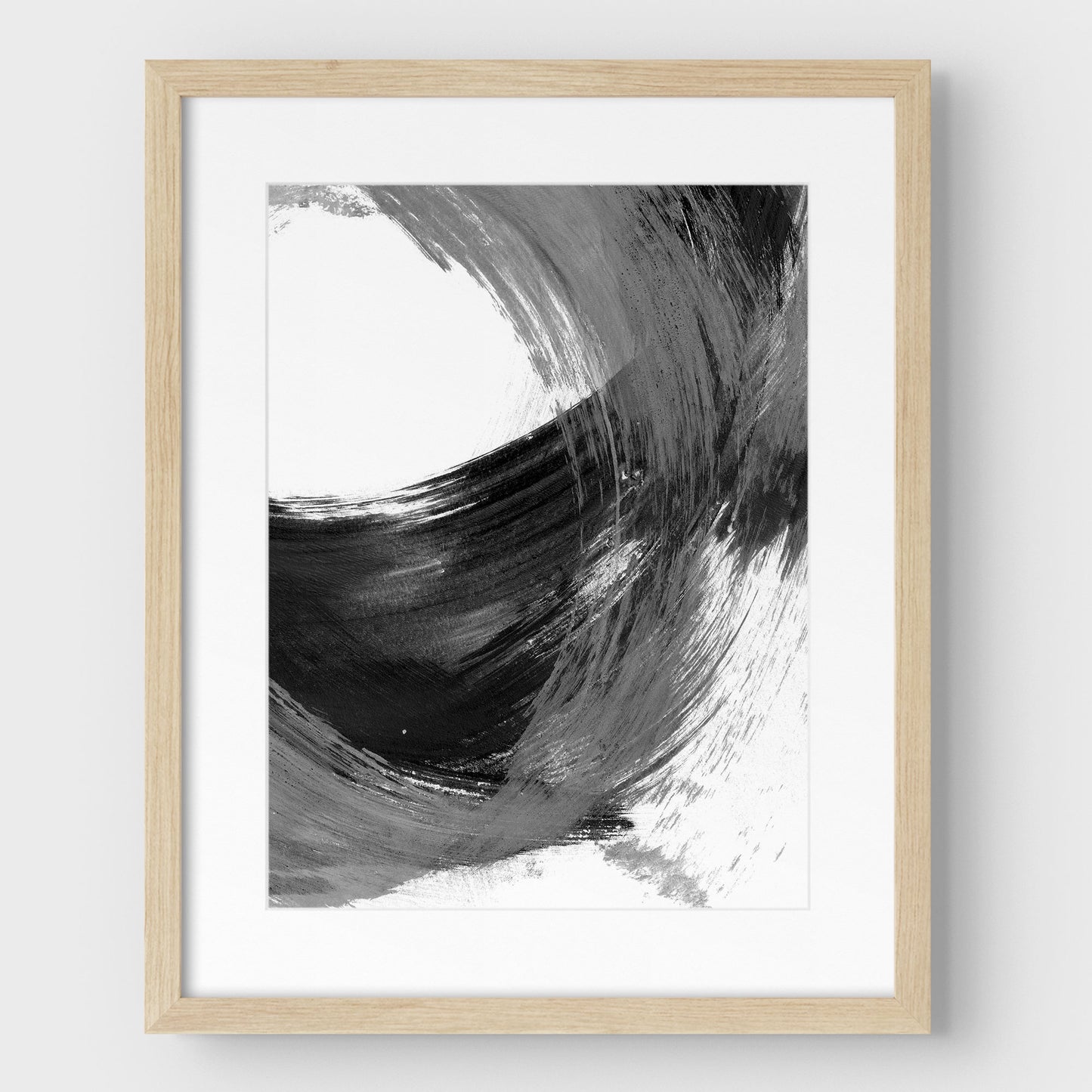 Black and Grey Curved Brushstrokes II Print