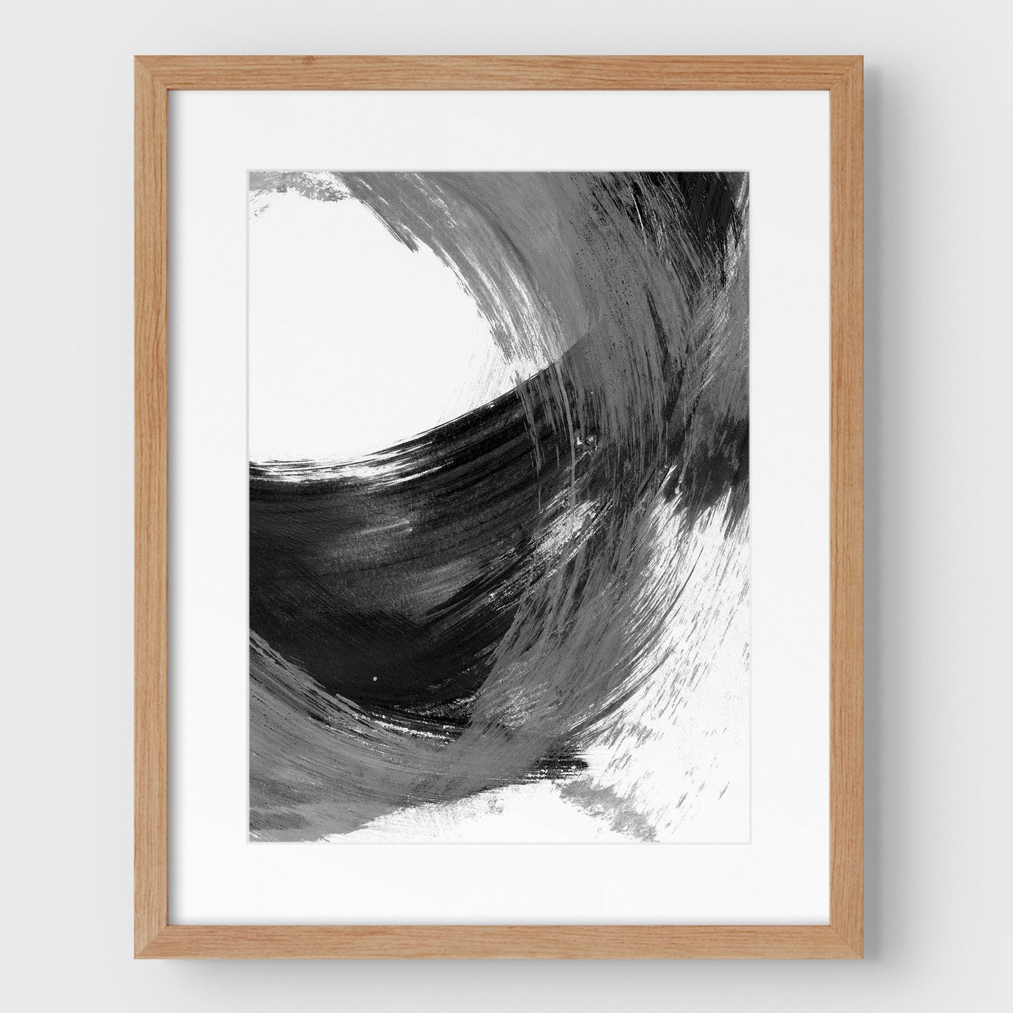 Black and Grey Curved Brushstrokes II Print