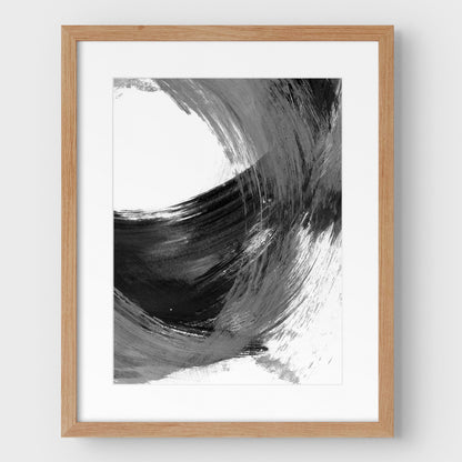 Black and Grey Curved Brushstrokes II Print