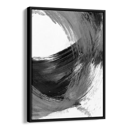 Black and Grey Curved Brushstroke Painting Abstract Print