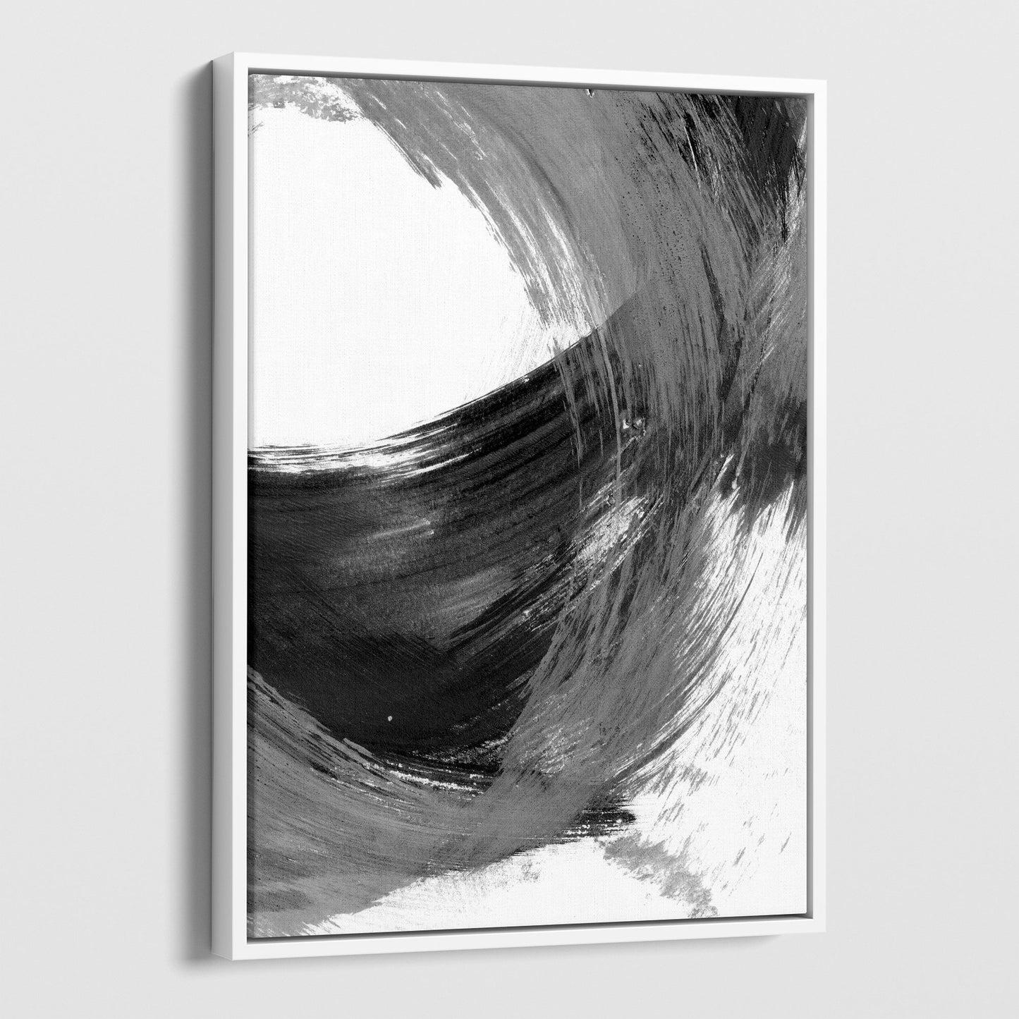 Black and Grey Curved Brushstroke Painting Abstract Print