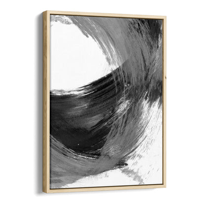 Black and Grey Curved Brushstroke Painting Abstract Print