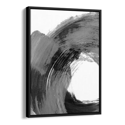 Curved Brushstroke Painting Black and Grey Abstract Print