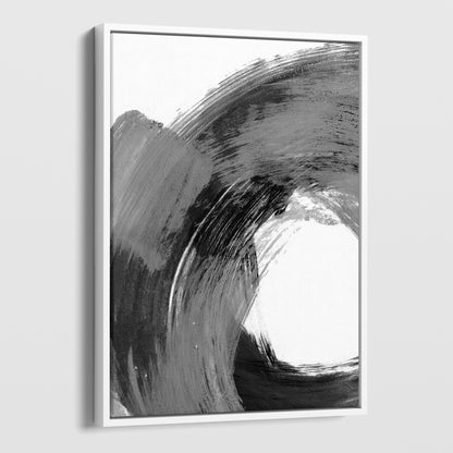 Curved Brushstroke Painting Black and Grey Abstract Print