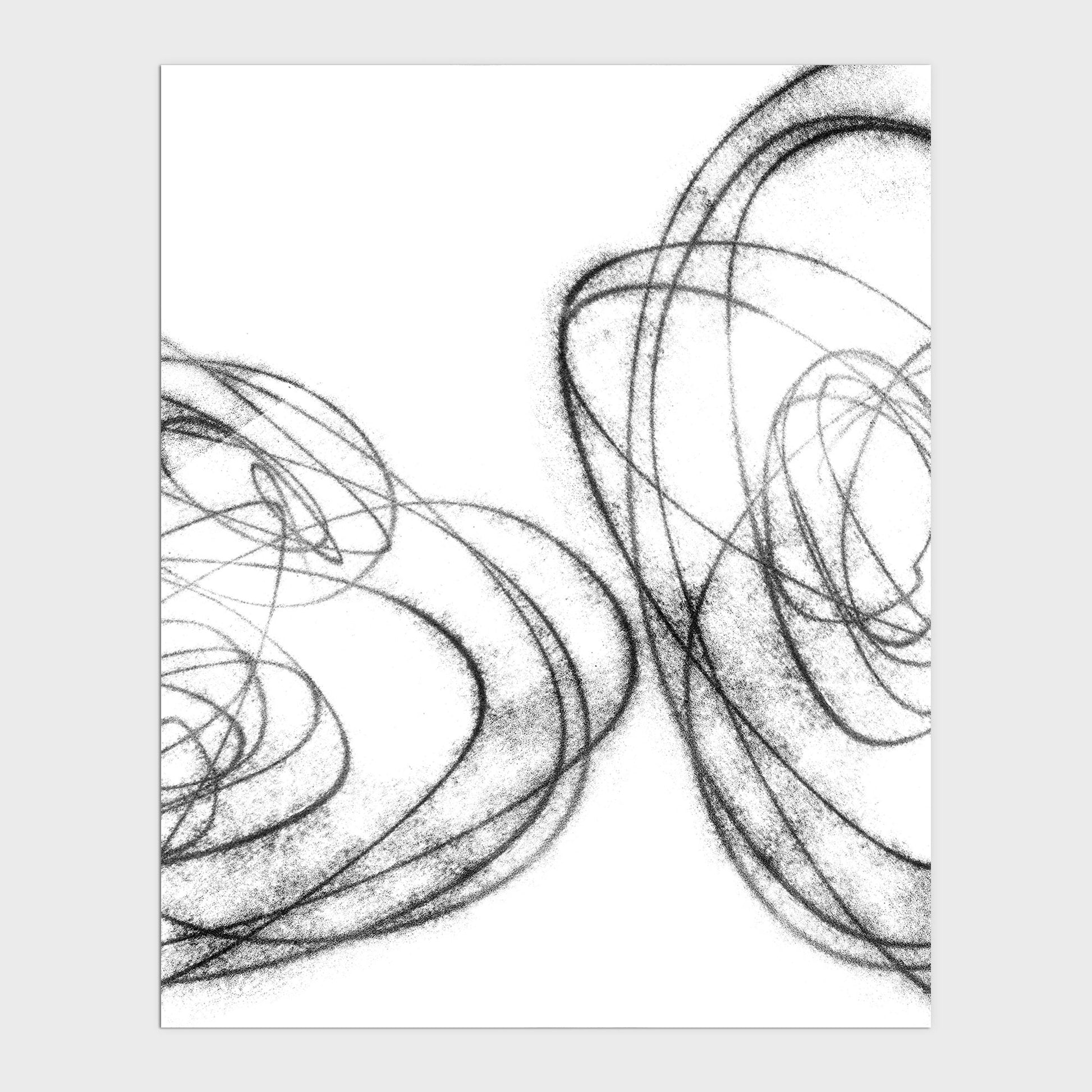 Black and White Curves Minimalist Geometric Abstract Line Drawing Print