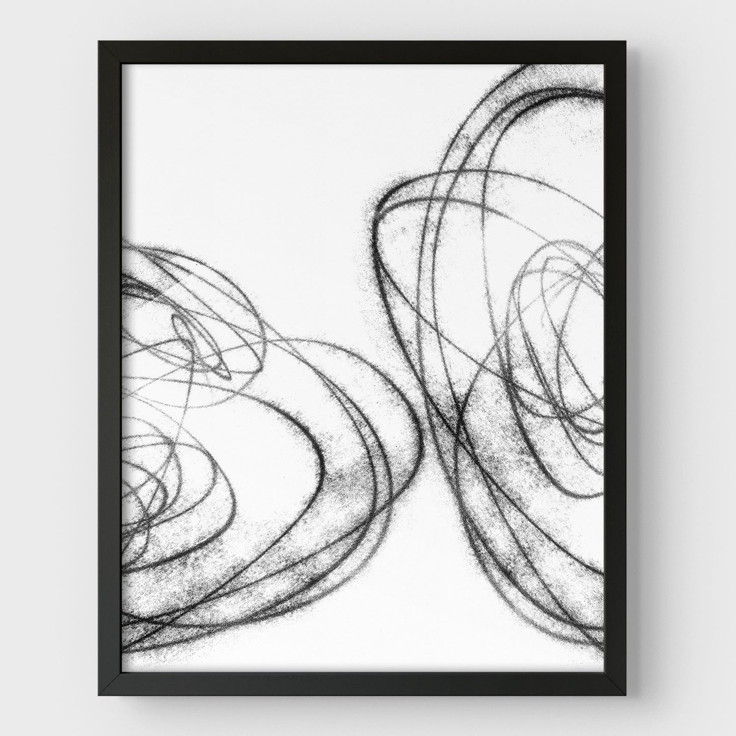 Black and White Curves Minimalist Geometric Abstract Line Drawing Print