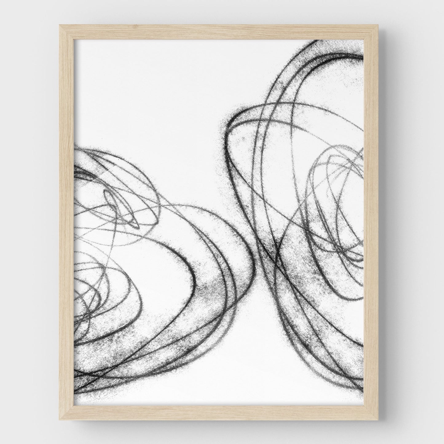 Black and White Curves Minimalist Geometric Abstract Line Drawing Print