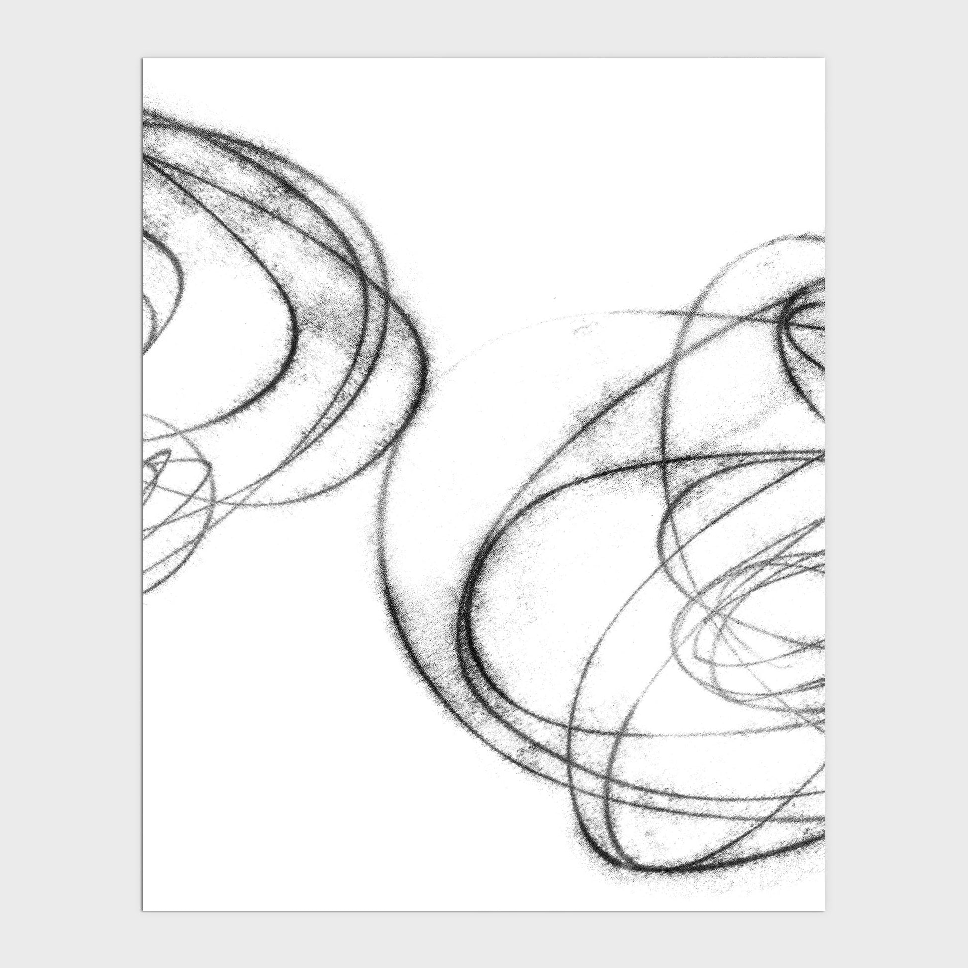 Black and White Abstract Curves Geometric Line Drawing Print