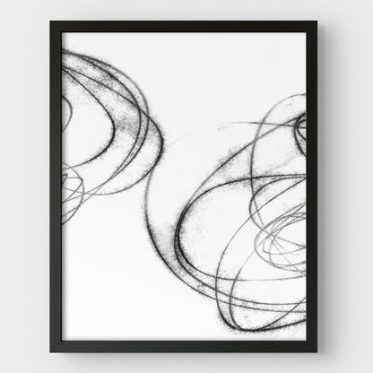 Black and White Abstract Curves Geometric Line Drawing Print