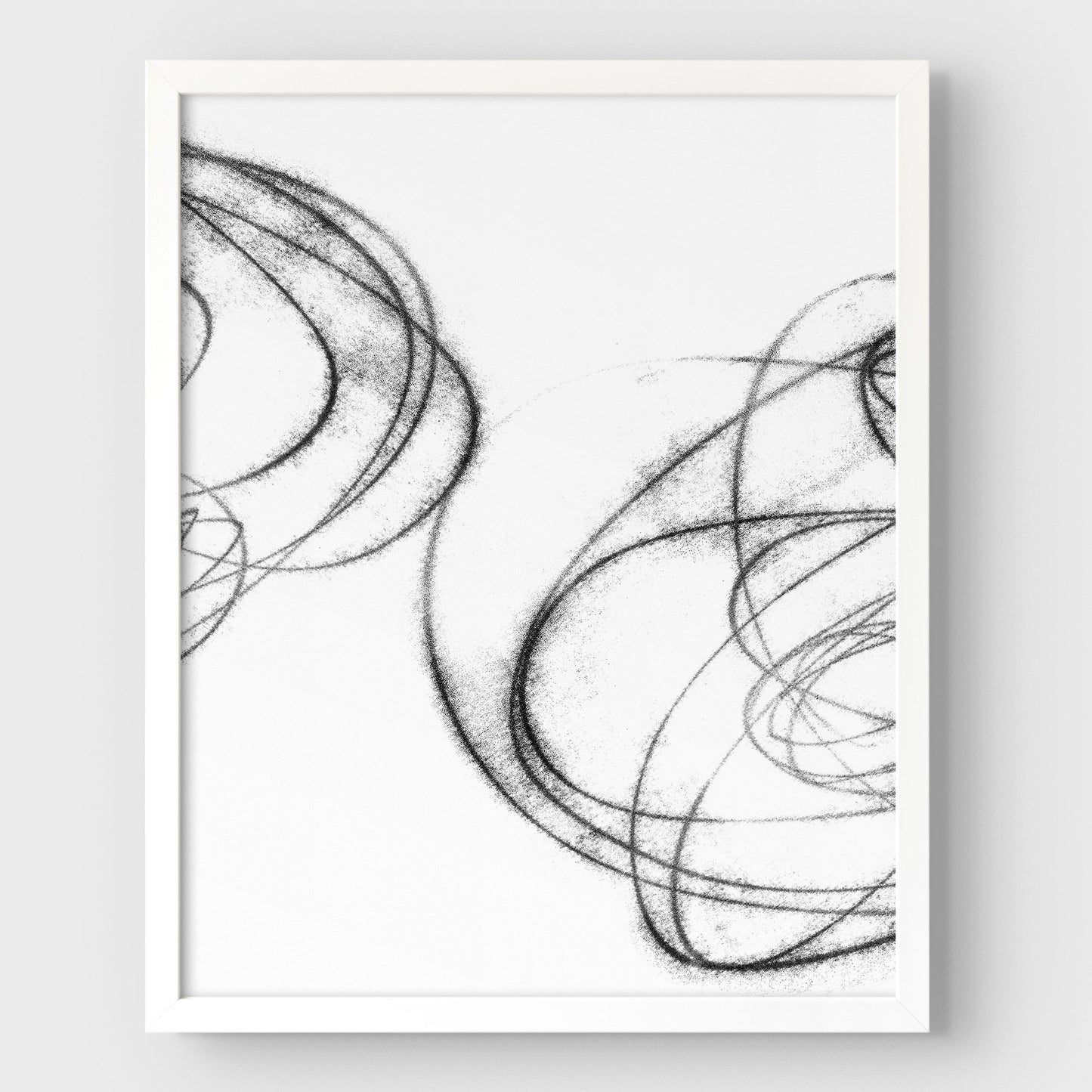 Black and White Abstract Curves Geometric Line Drawing Print