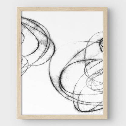 Black and White Abstract Curves Geometric Line Drawing Print