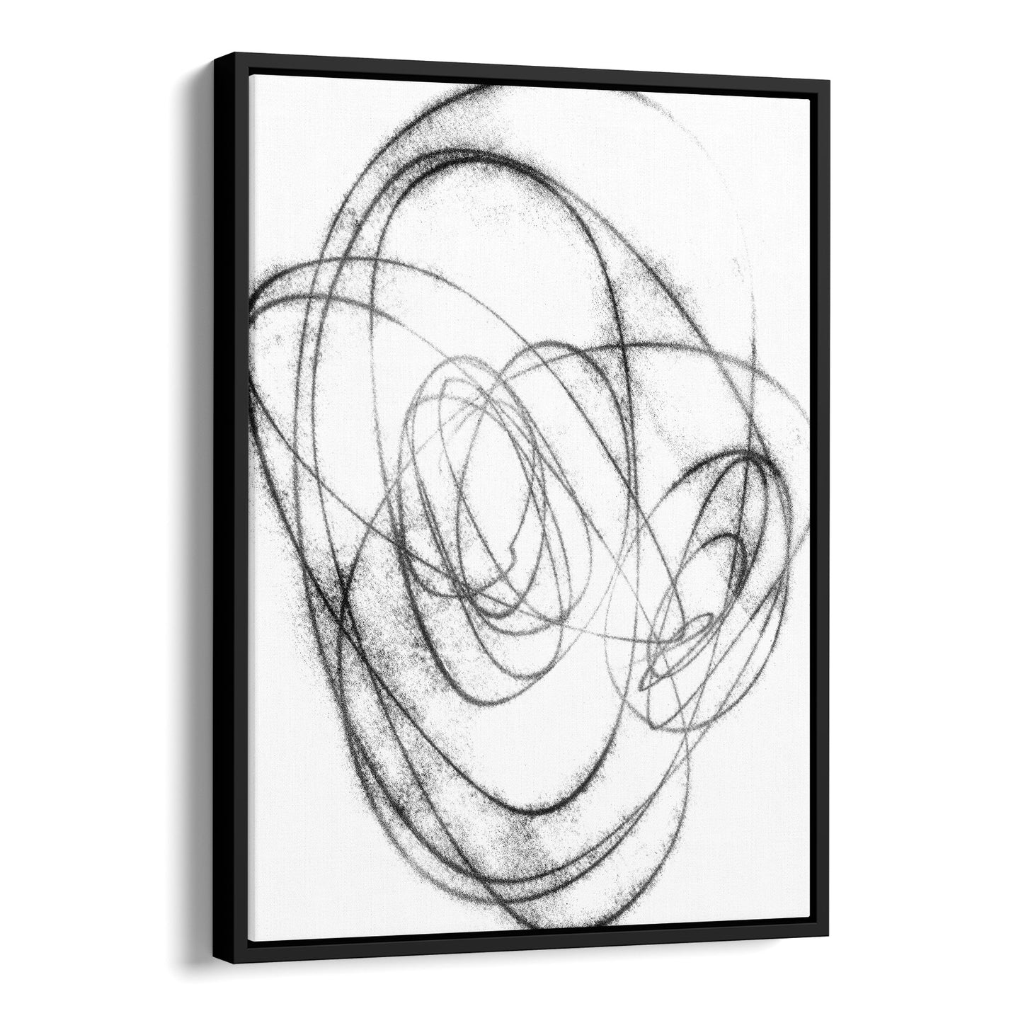 Black and White Orbital Geometric Abstract Line Drawing Print