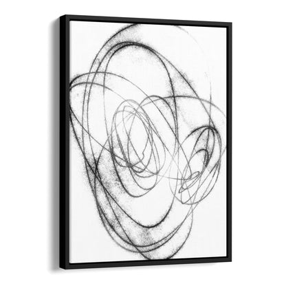 Black and White Orbital Geometric Abstract Line Drawing Print