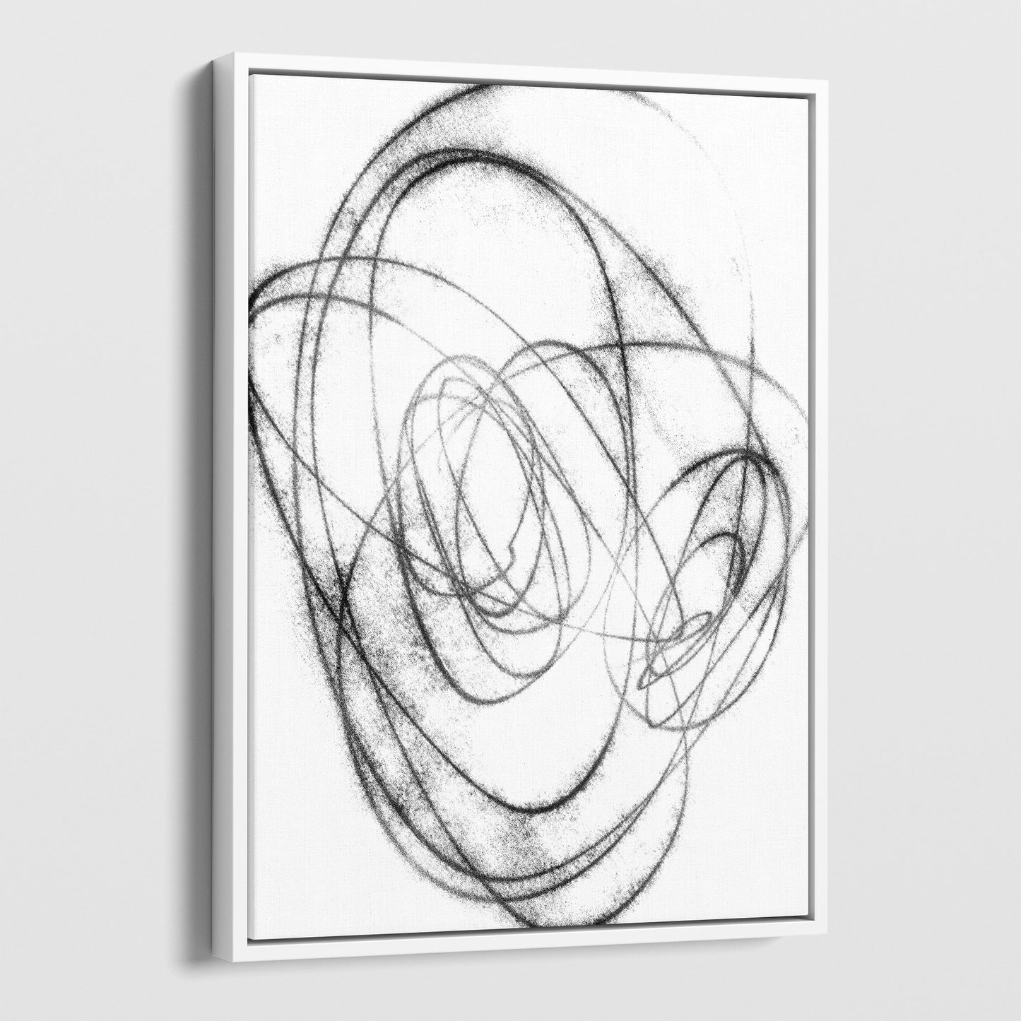 Black and White Orbital Geometric Abstract Line Drawing Print