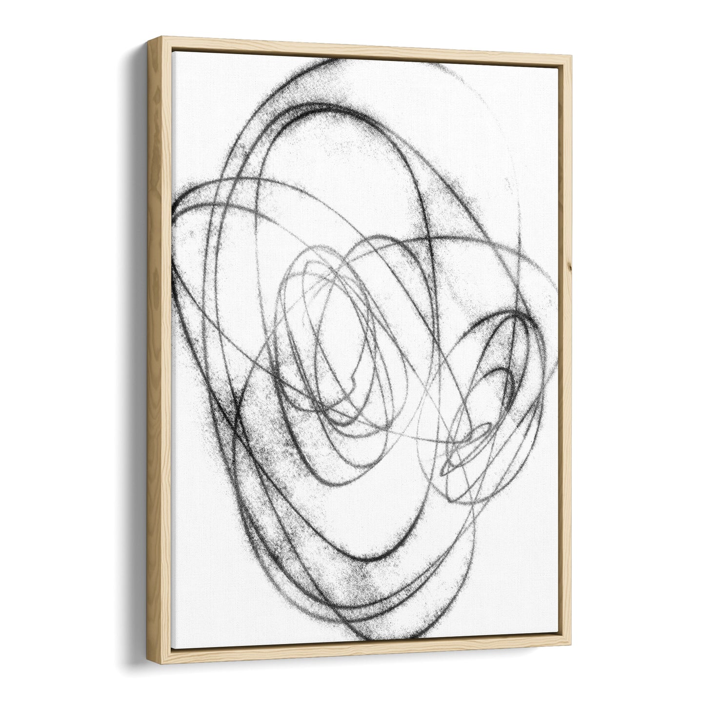 Black and White Orbital Geometric Abstract Line Drawing Print