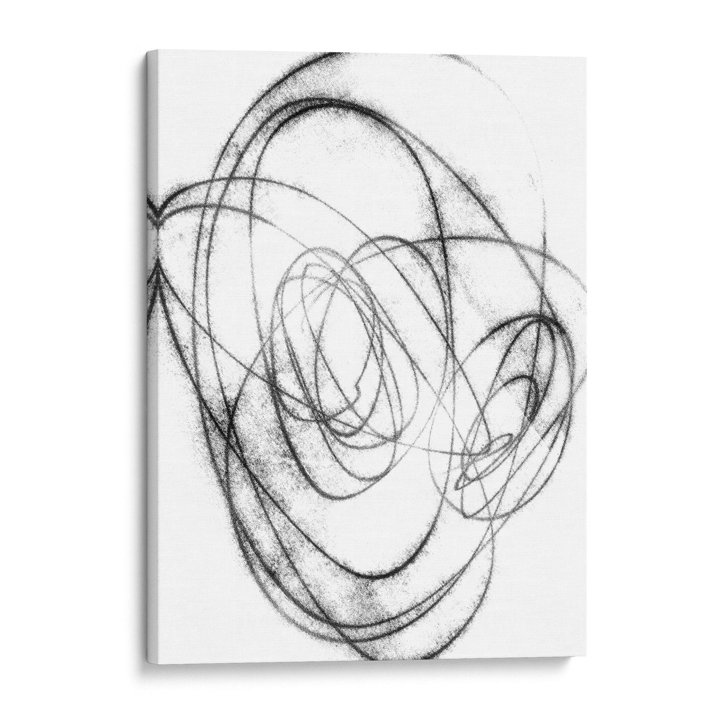 Black and White Orbital Geometric Abstract Line Drawing Print