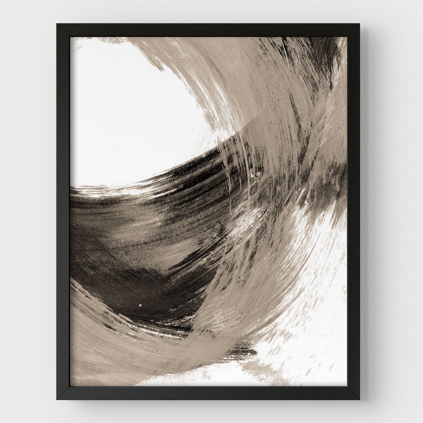 Black and Tan Curved Brushstrokes II Print